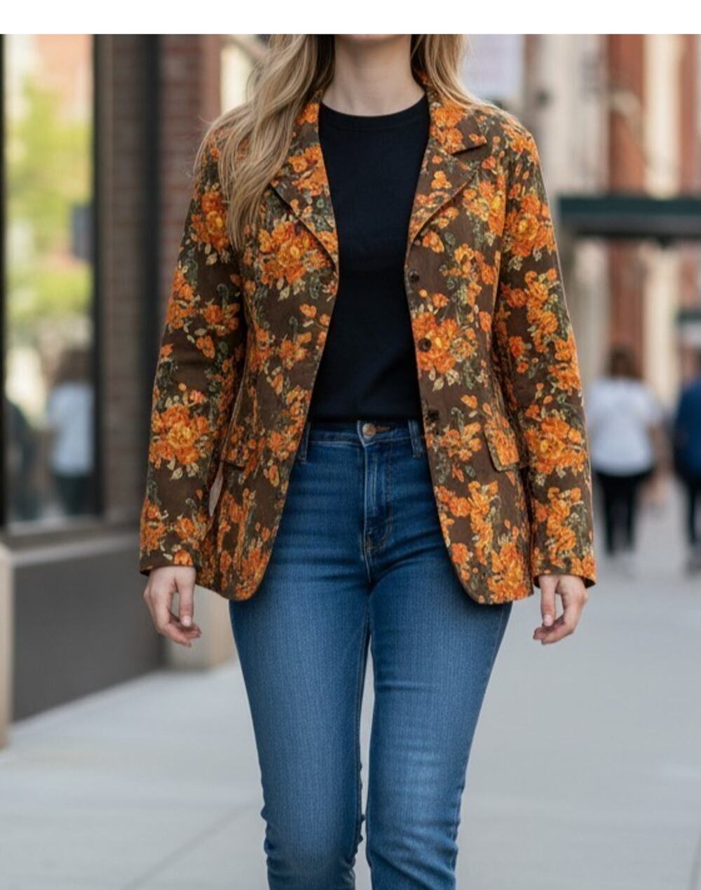 CJ Banks Tapestry Jacket Button Up Women’s Size 1X Multicolor Brown and Orange